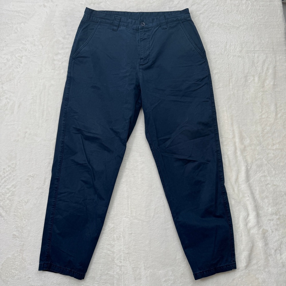 Zara Chino Pants‎ Mens 31 Navy Blue Tapered Fit Cotton Twill Casual Trousers